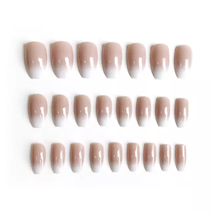 Nailamour French White Ombre with Nude Base Artificial Nail Kit - 24pcs