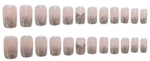 Load image into Gallery viewer, Nailamour Silver Glitter Bow Artificial Nail Kit - 24pcs
