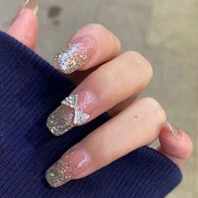 Load image into Gallery viewer, Silver Glitter Bow Artificial Nail Kit 
