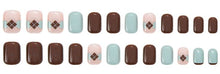 Load image into Gallery viewer, Nailamour Blue-Brown Sweater Print Artificial Nail Kit - 24pcs
