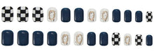 Load image into Gallery viewer, Nailamour Blue Checkered Artificial Nail Kit - 24pcs
