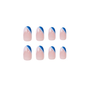 Nailamour Blue-White French Tip Artificial Nail Kit - 24pcs