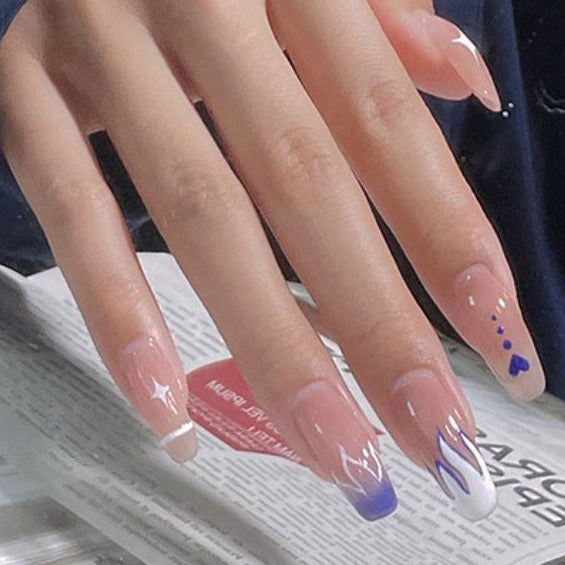 Nailamour Blue & White Wings Ballerina Artificial Nail Kit - 24pcs