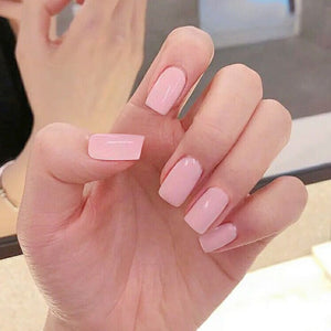 Nailamour Blush Pink Solid Square Tip Artificial Nail Kit - 24pcs