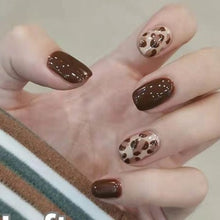 Load image into Gallery viewer, Nailamour Brown Leopard Print Artificial Nail Kit - 24pcs
