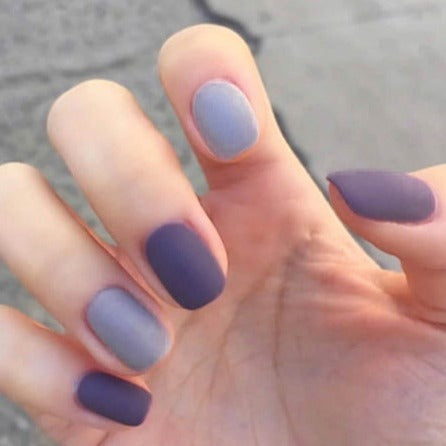 Dual Blue Matte Short Artificial Nail Kit