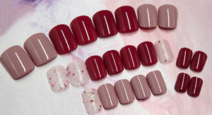 Dusky Rose Glitter Short Artificial Nail Kit
