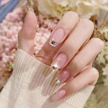 Embellished French Tip Artificial Nail Kit 