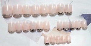Premium Glitter French Tip Glitter Artificial Nail Kit