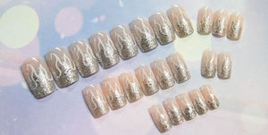 Glitter Flame Artificial Nail Kit - 24pcs
