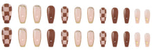 Load image into Gallery viewer, Nailamour Gold Border with Brown Artificial Nail Kit - 24pcs
