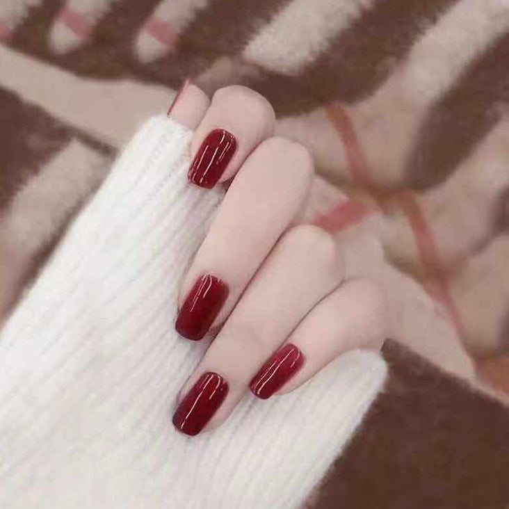 Buy The NailzStation press on fake designer artificial nails extension  Medium Square (12 nails) with manicure kit (Red Glitter Ombre) Online at  Low Prices in India - Amazon.in