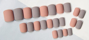 Pink & Ice Violet Matte Short Artificial Nail Kit
