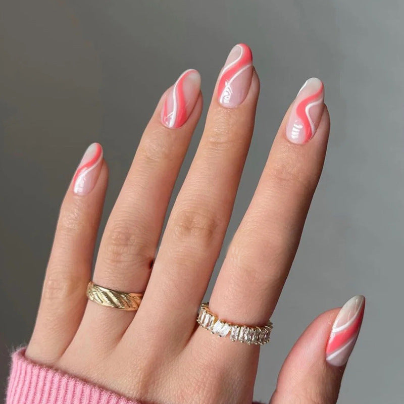 pink swirl nail