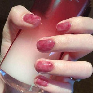 Red Marble Short Artificial Nail Kit