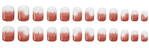 Nailamour Red Ombre on White Small Artificial Nail Kit - 24pcs