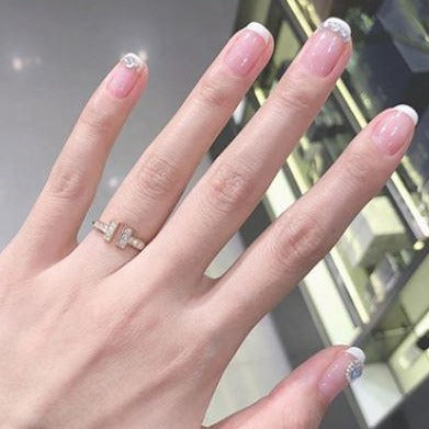 Embellished White French Artificial Nail Kit