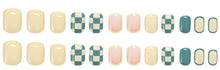 Load image into Gallery viewer, Nailamour Yellow-Green Checkered Artificial Nail Kit - 24pcs
