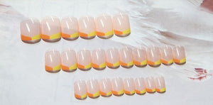 Yellow-Orange French Tip Short Artificial Nail Kit
