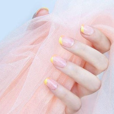 Yellow-Orange French Tip Short Artificial Nail Kit